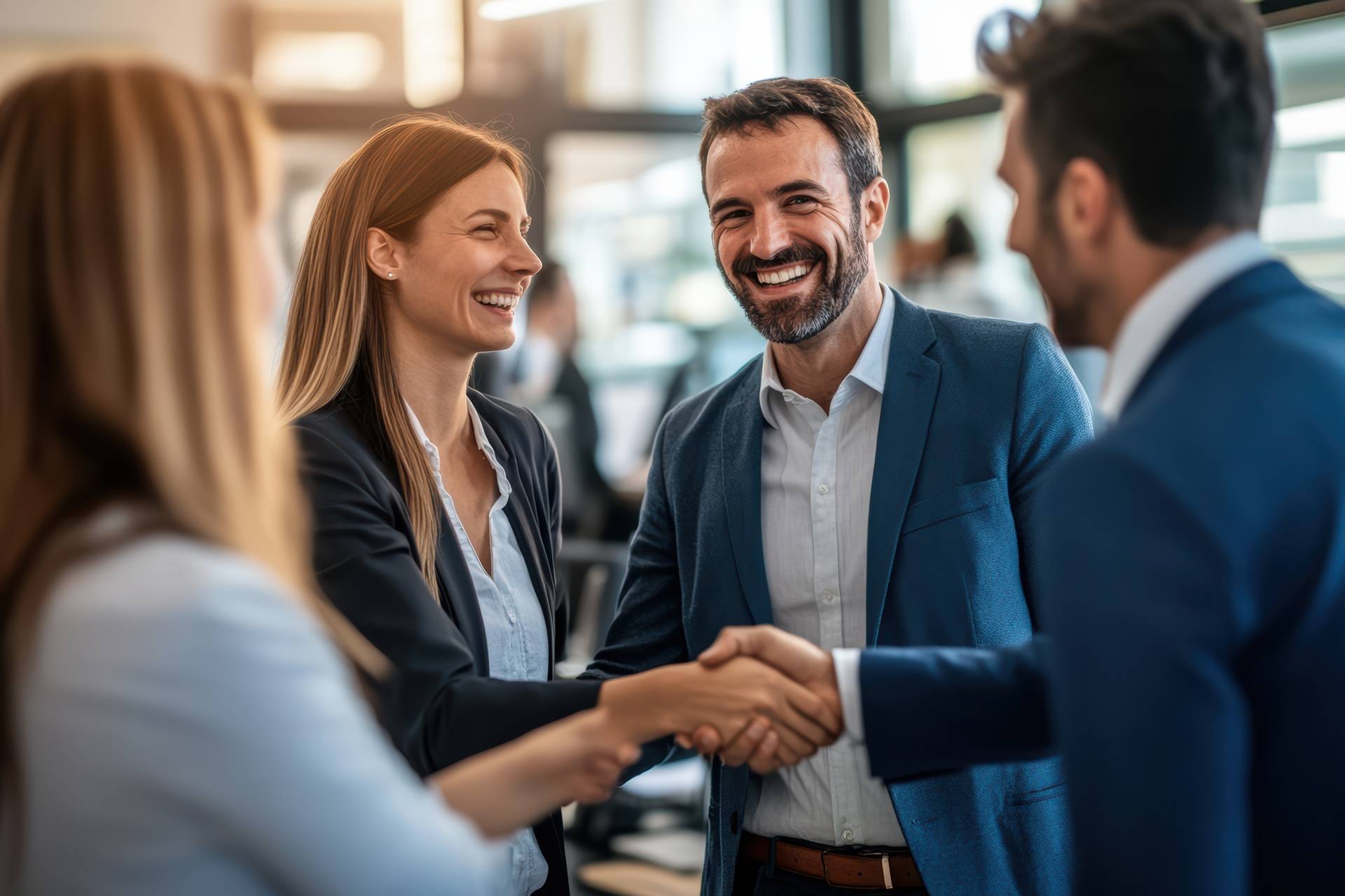 Begrüßung mit Handschlag auf Business-Event | Schaukasten 